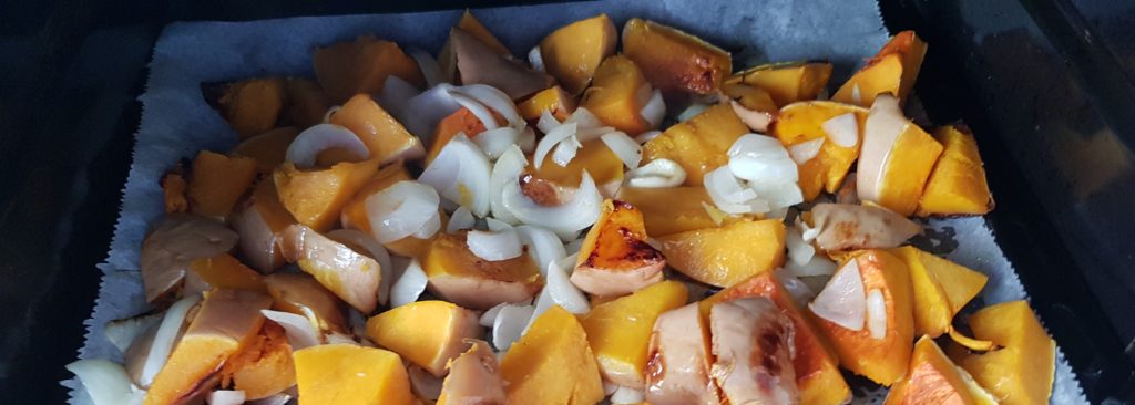 Roast the butternut squash in the oven