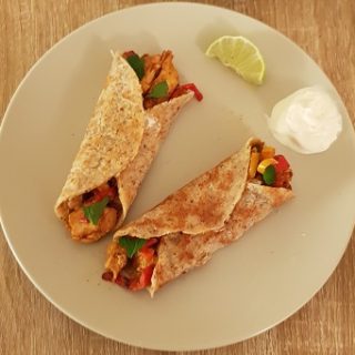 Keto Chicken Faijitas in wraps are finished