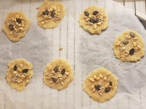 Place the keto crackers on parchment paper