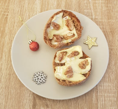 Keto Christmas Breakfast Bun with Brie and Walnuts