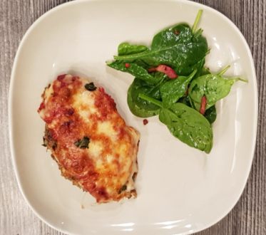 Keto Parmesan Chicken with Spinach Salad