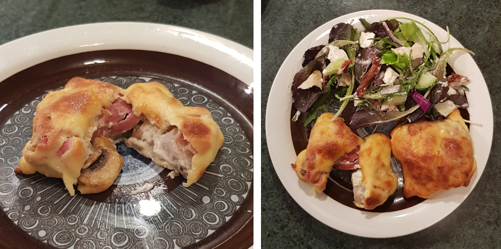 Keto Chicken Pockets with Bacon, Mushrooms and Garlic cream cheese