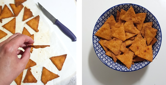 Cook the keto tortilla chips