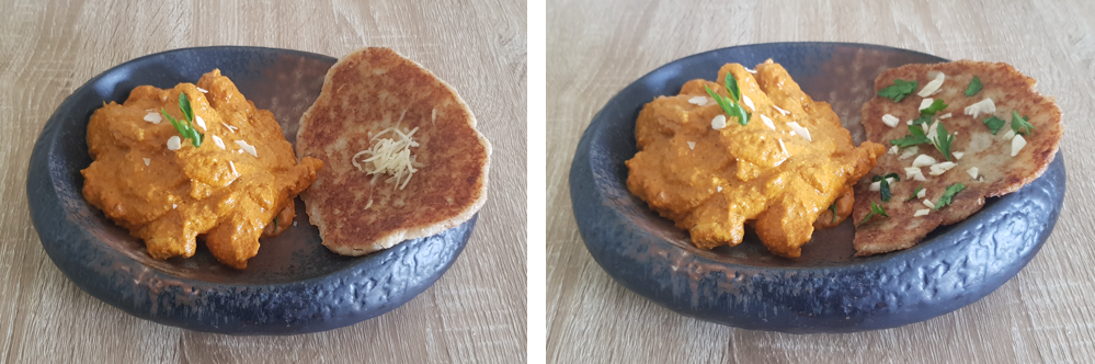Serve the Keto Butter Chicken with Naan Bread