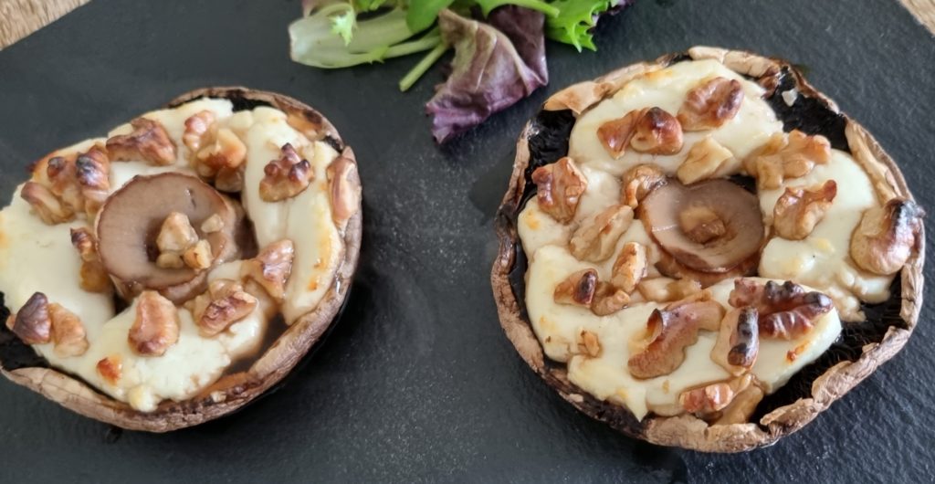 Keto Portobello Mushrooms with goat cheese and walnuts